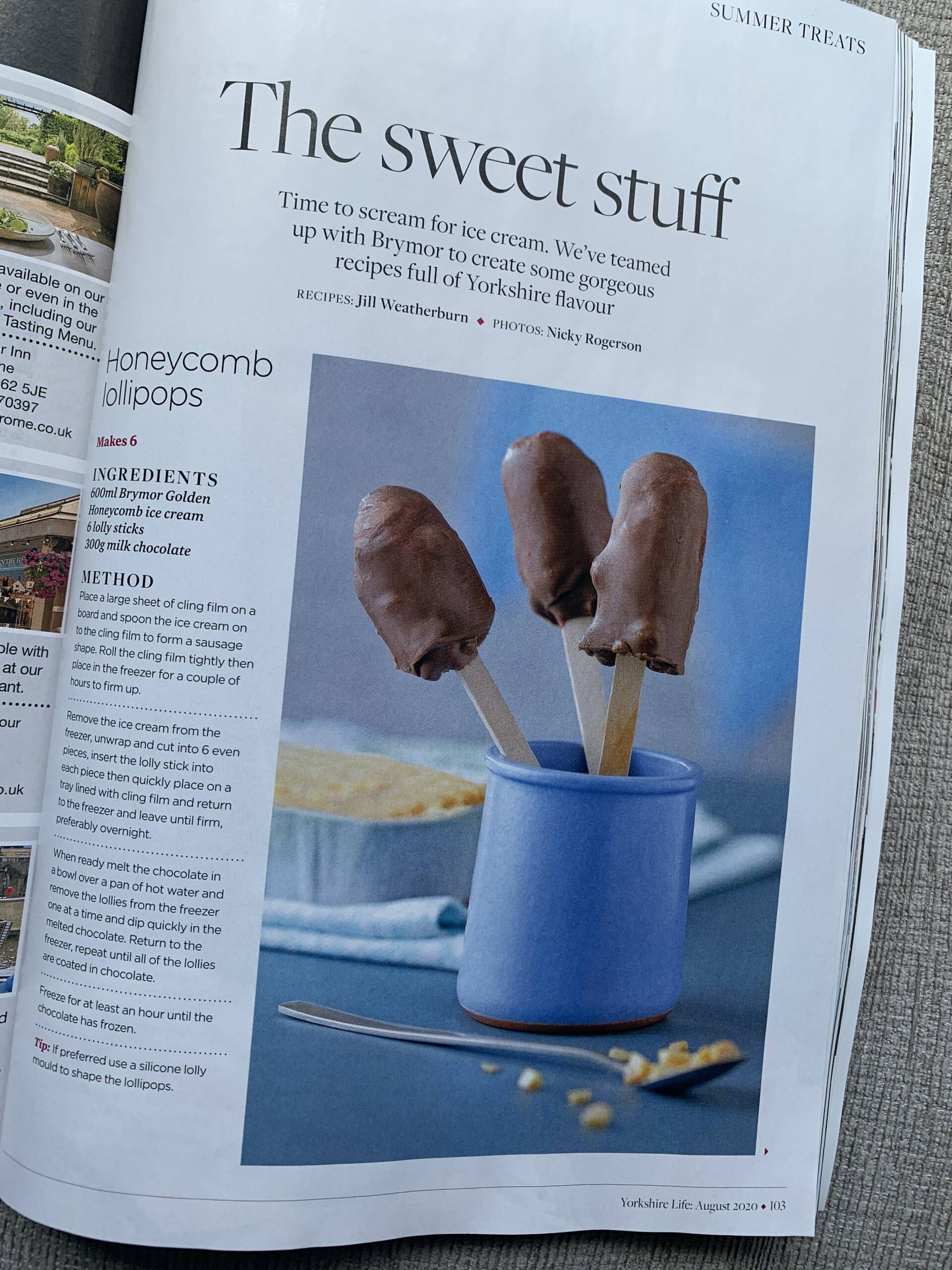 Food styling ice cream recipes for Yorkshire Life Magazine