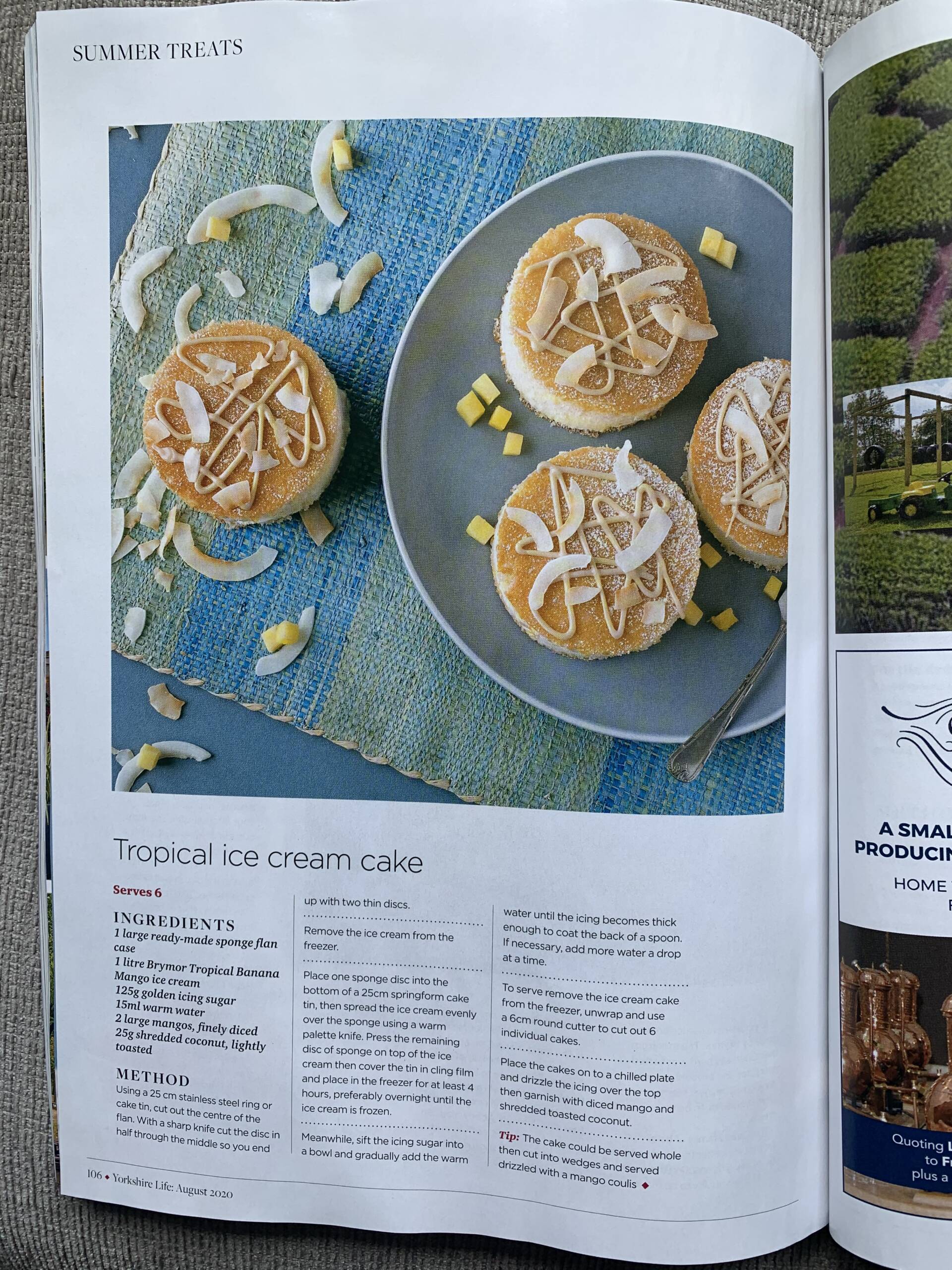 Food styling ice cream recipes for Yorkshire Life Magazine